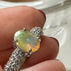 Lab created Opal & Sz Sterling Silver Ring Sz 6